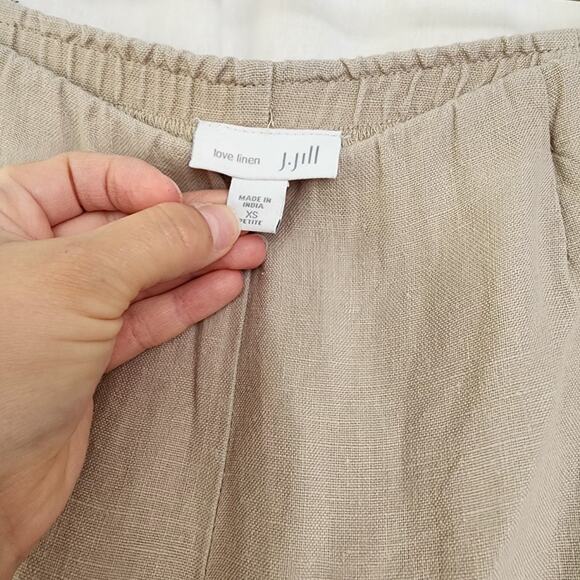 J.Jill Love Linen Pants Size XS Pockets Tan Beige Pedal Pushers Y2K Cleangirl - Picture 5 of 11
